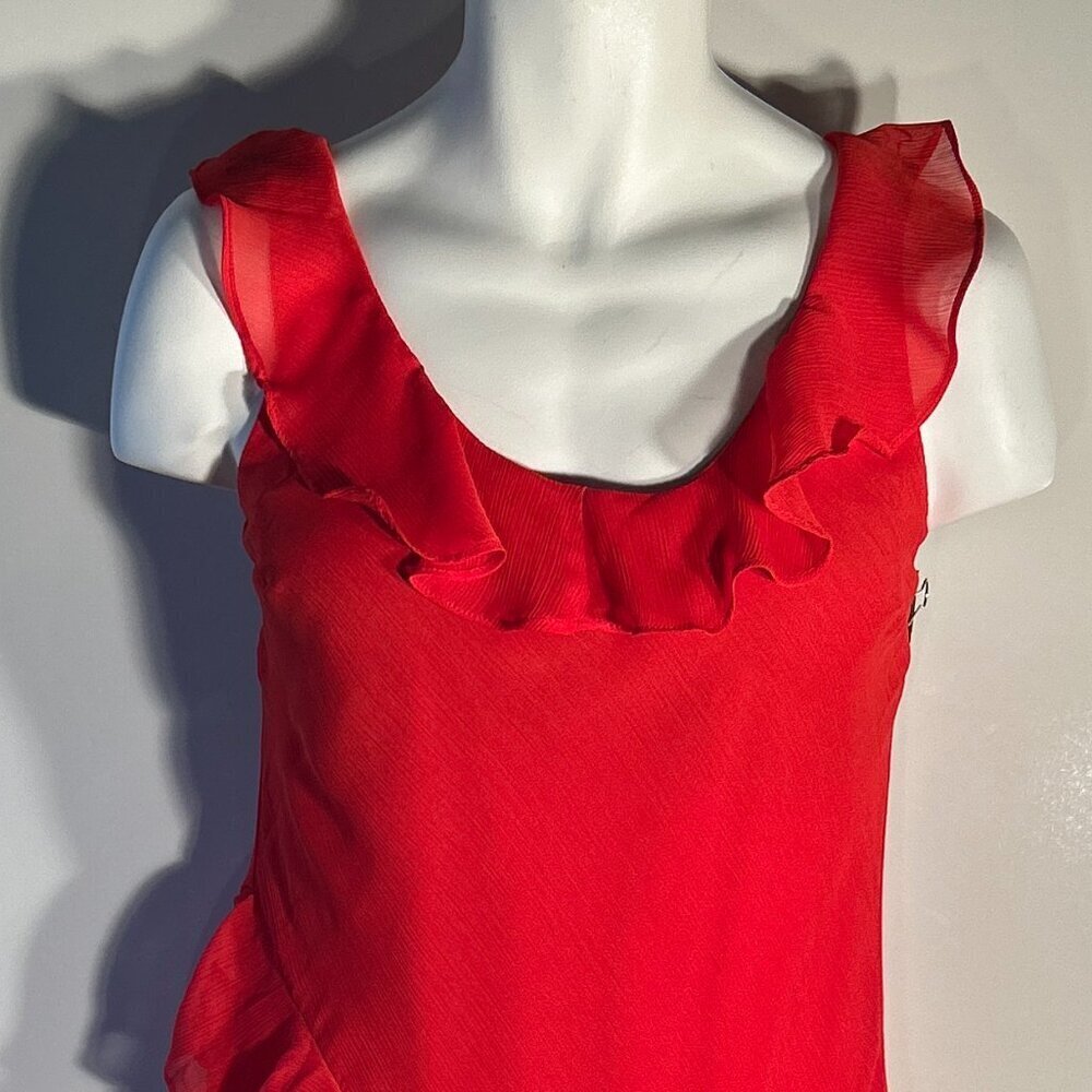 a new day  NWT Red Ruffled Midi Dress Fairy Boho Feminine Cottage Wedding Dressy - Picture 4 of 10